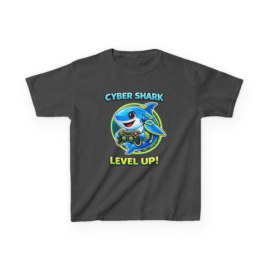 Kids Shark T-Shirt — 'Level Up' Gaming Graphic Tee