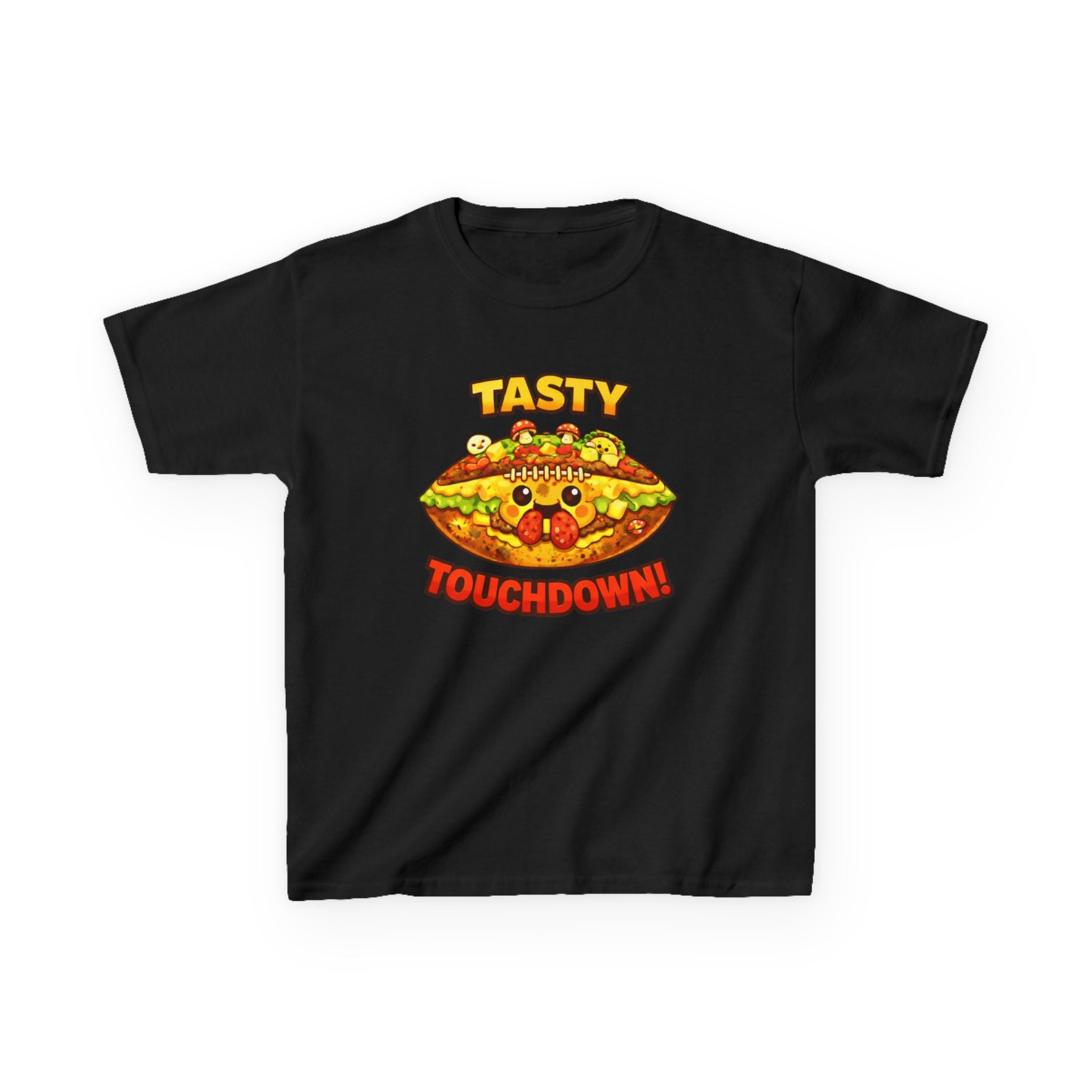 Kidxtr™ Kids Football T-Shirt — 'Football & Pizza' Cartoon Food Sports Graphic Tee