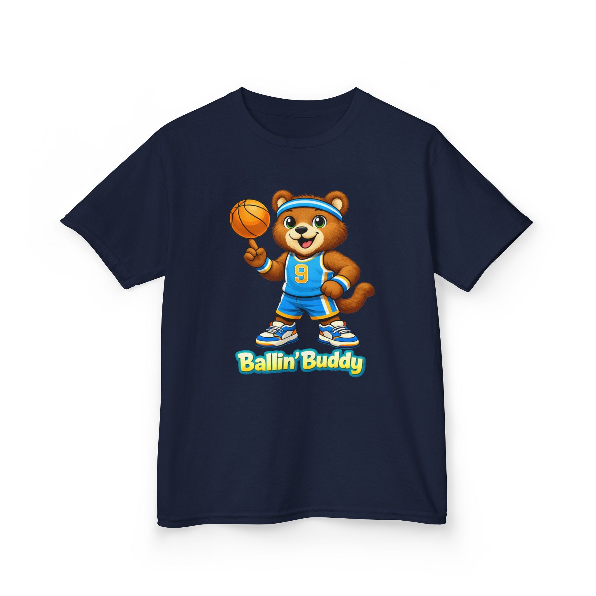 Kidxtr™ Kids Basketball T-Shirt — 'Ballin' Buddy' Cute Bear Basketball Graphic Tee