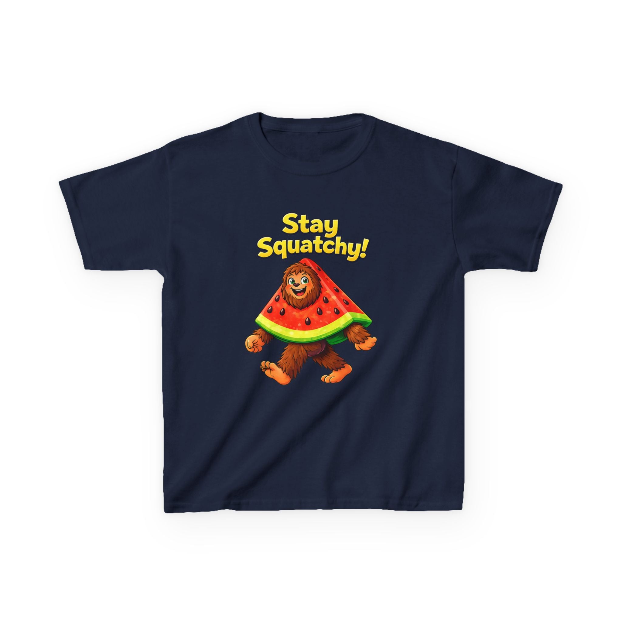 Kids Sasquatch T-Shirt — 'Stay Squatchy!' Watermelon Graphic Tee