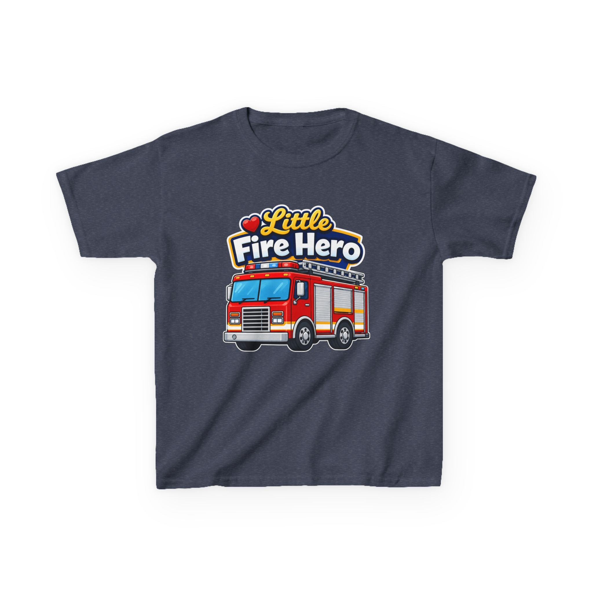 Kids Firefighter T-Shirt — 'Little Fire Hero' Firetruck Graphic Tee