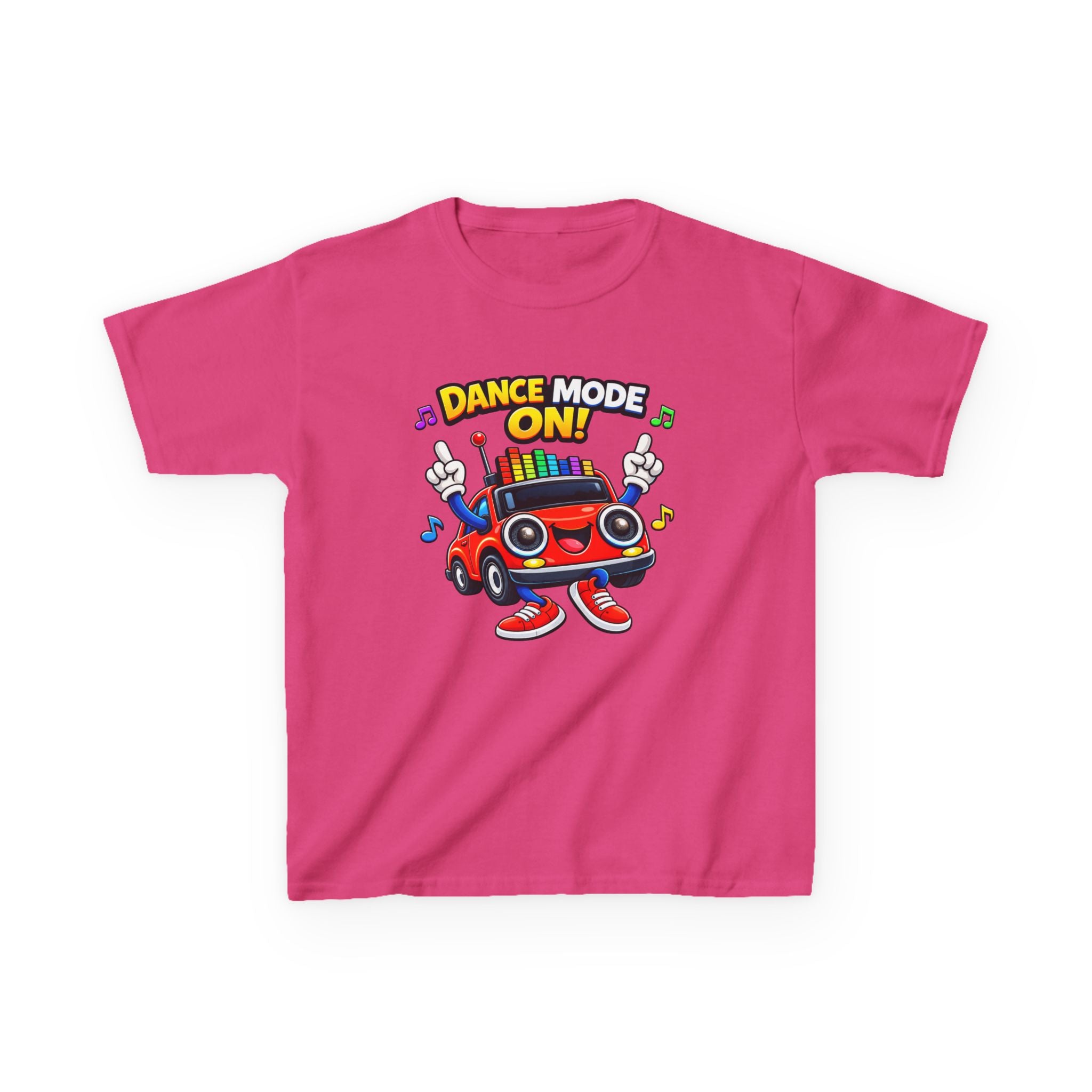 Kids Dance T-Shirt — 'Dance Mode On!' Cartoon Boombox Car Graphic Tee