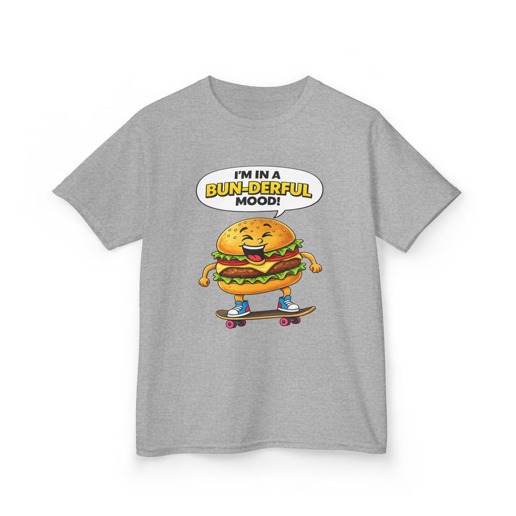 Kids Burger T-Shirt — 'Bun-derful Mood' Skateboard Graphic Tee