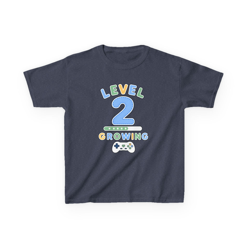 Kids Birthday Gaming T-Shirt — 'Level 2 Growing' Gamer Graphic Tee