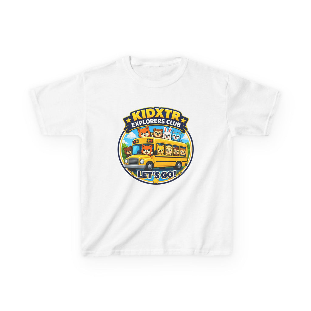 Kids School T-Shirt — 'Let’s Go!' KIDXTR Explorers Club Bus Graphic Tee