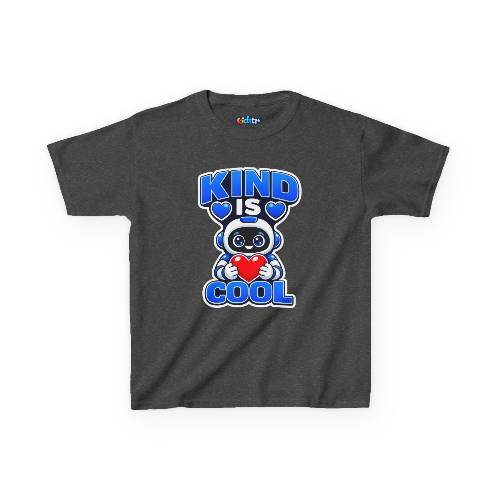 Kidxtr™ Kids Robot T-Shirt — 'Kind Is Cool' Heart Graphic Tee