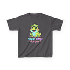 Kids Frog T-Shirt — 'Happy Little Hopper!' Cartoon Crown Frog Graphic Tee