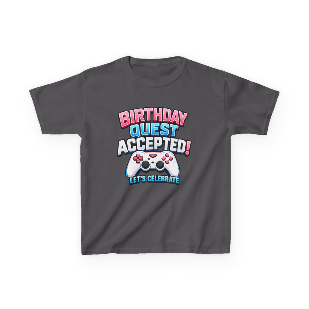 Kids Birthday T-Shirt — 'Birthday Quest' Gamer Controller Graphic Tee