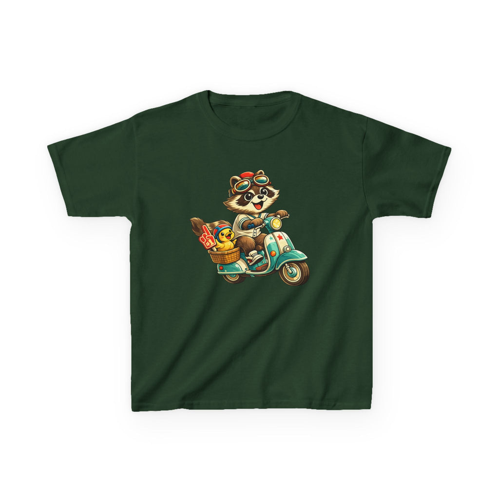 Kids Raccoon T-Shirt – Scooter Rider Graphic Tee