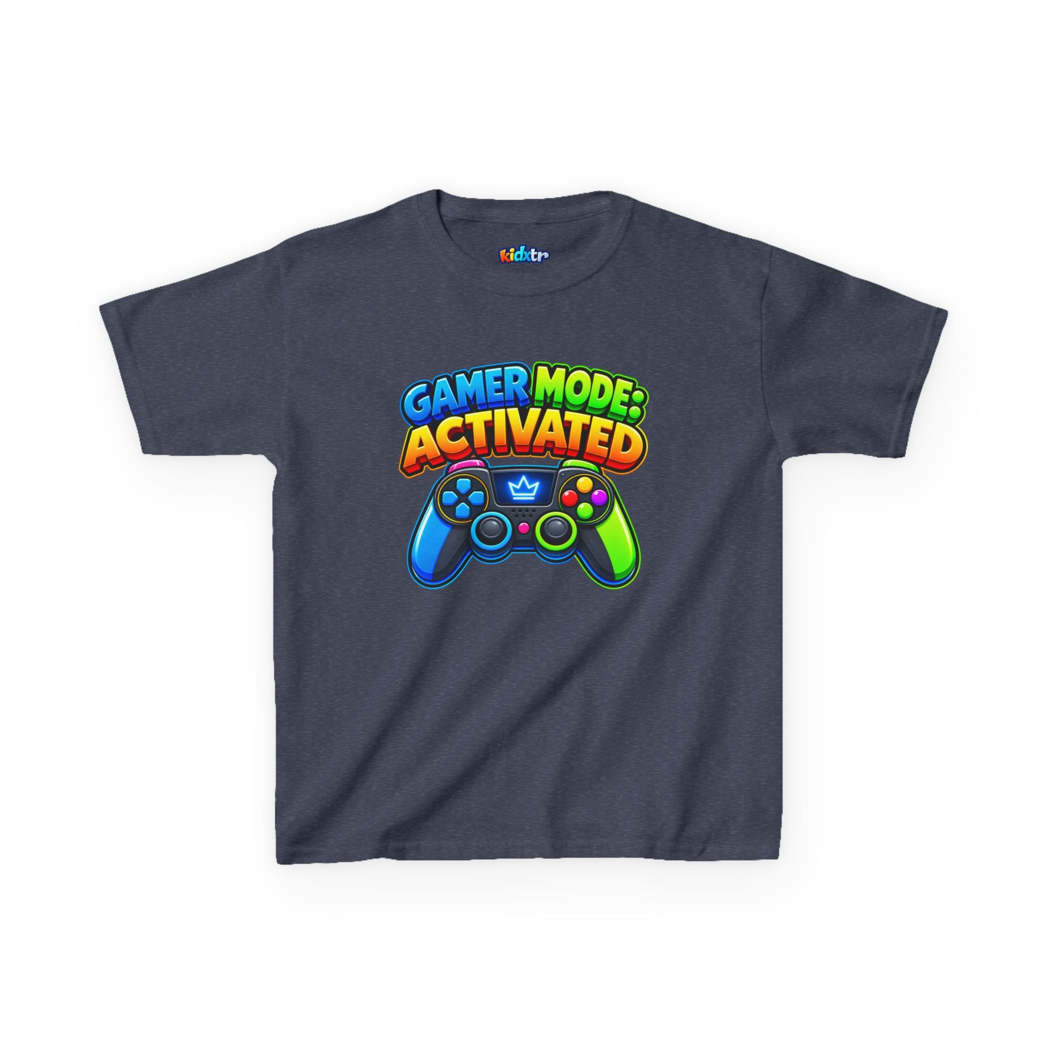 Kidxtr™ Kids Gamer T-Shirt — 'Gamer Mode Activated' Colorful Controller Graphic Tee