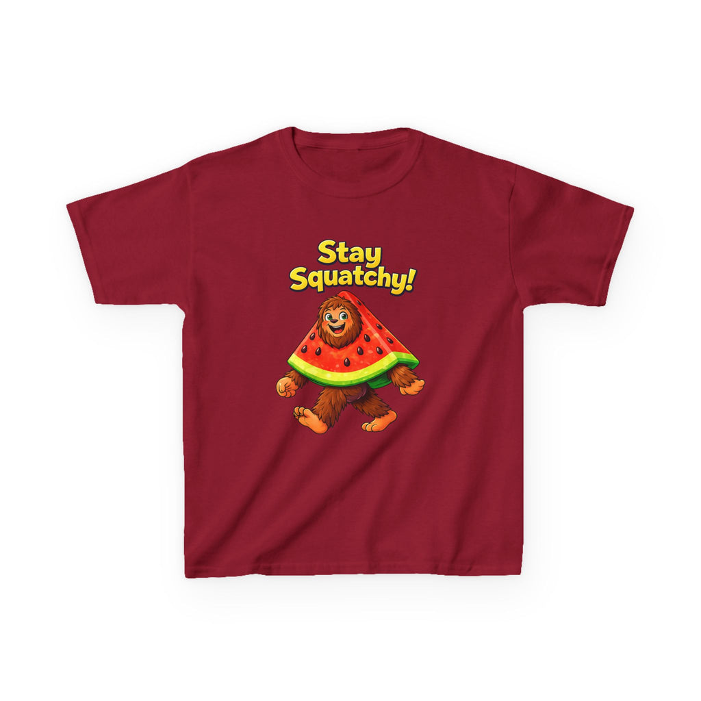 Kids Sasquatch T-Shirt — 'Stay Squatchy!' Watermelon Graphic Tee