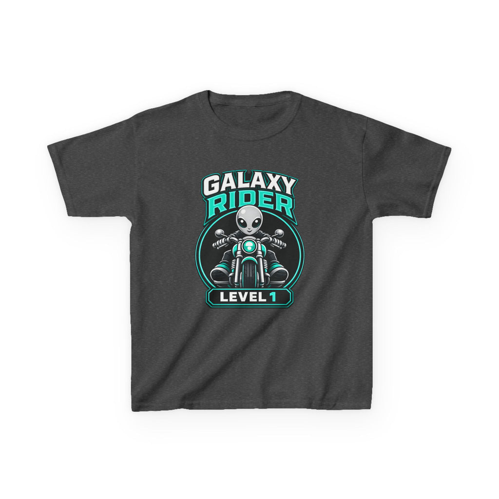 Kids Alien T-Shirt — 'Galaxy Rider Level 1' Alien Motorcycle Graphic Tee