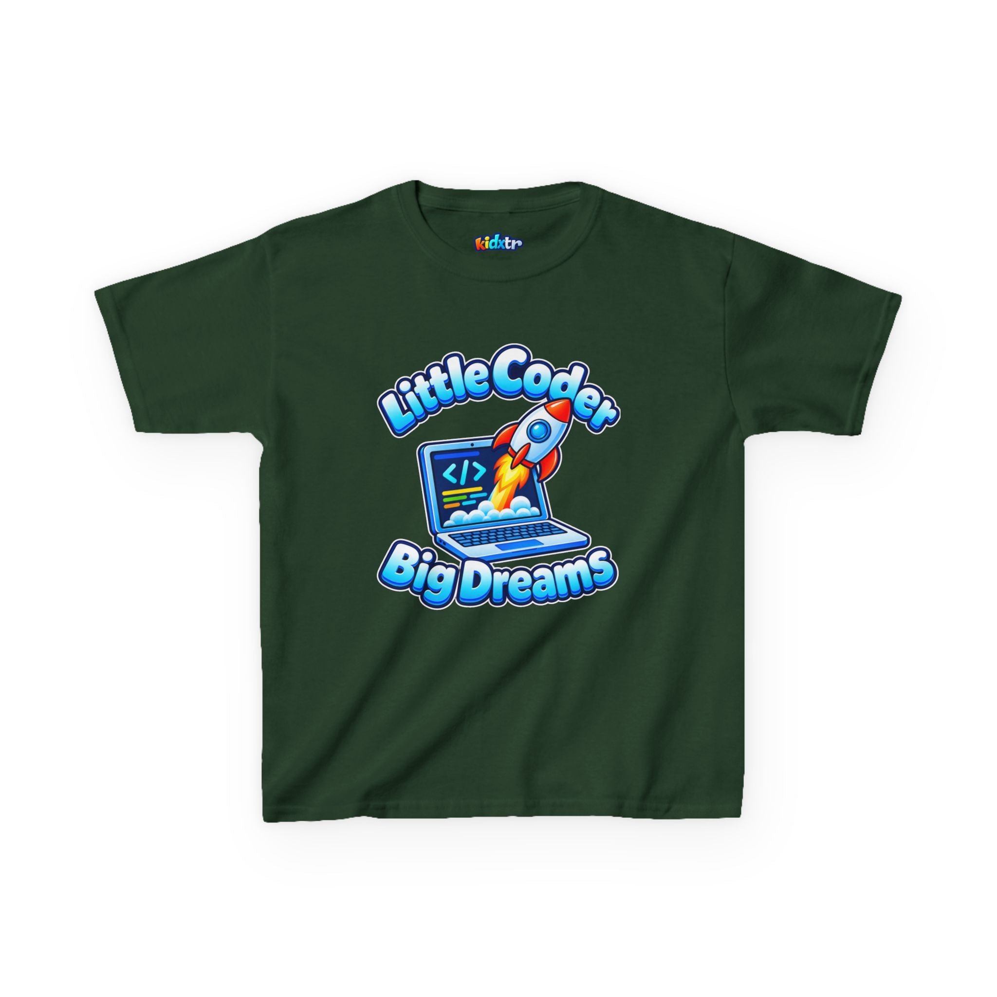 Kidxtr™ Kids Coder T-Shirt — 'Little Coder, Big Dreams' Tech Graphic Tee