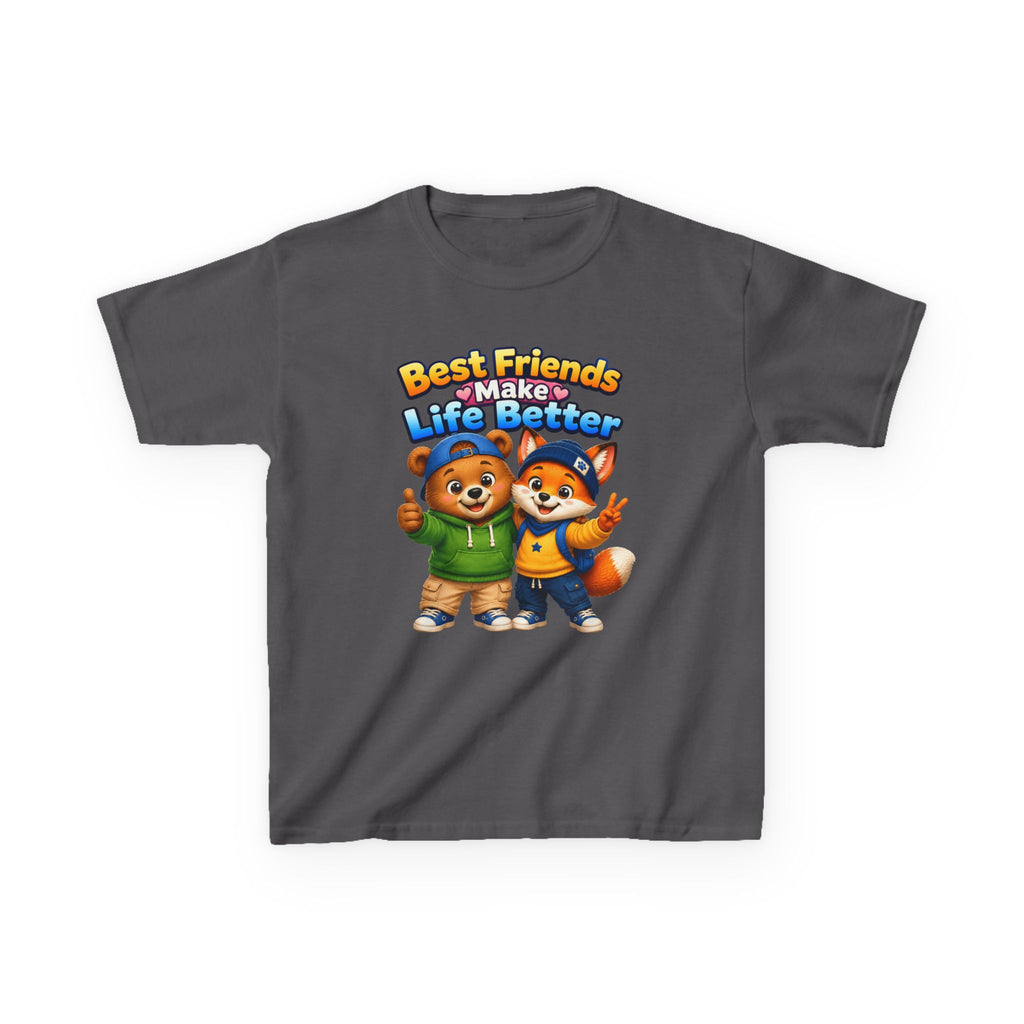 Kids Friendship T-Shirt — 'Best Friends Make Life Better' Cute Bear & Fox Graphic Tee
