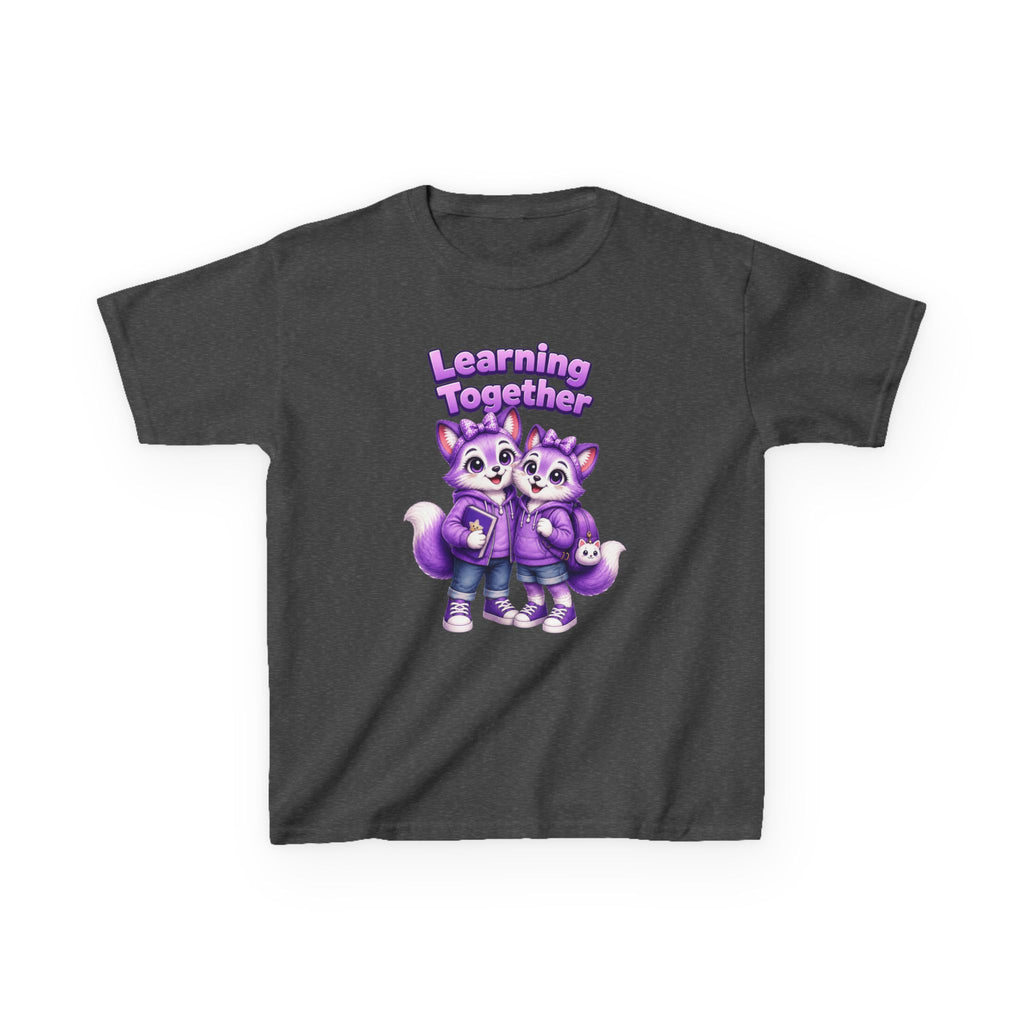 Kids Fox T-Shirt — 'Learning Together' Purple Fox Friends Graphic Tee