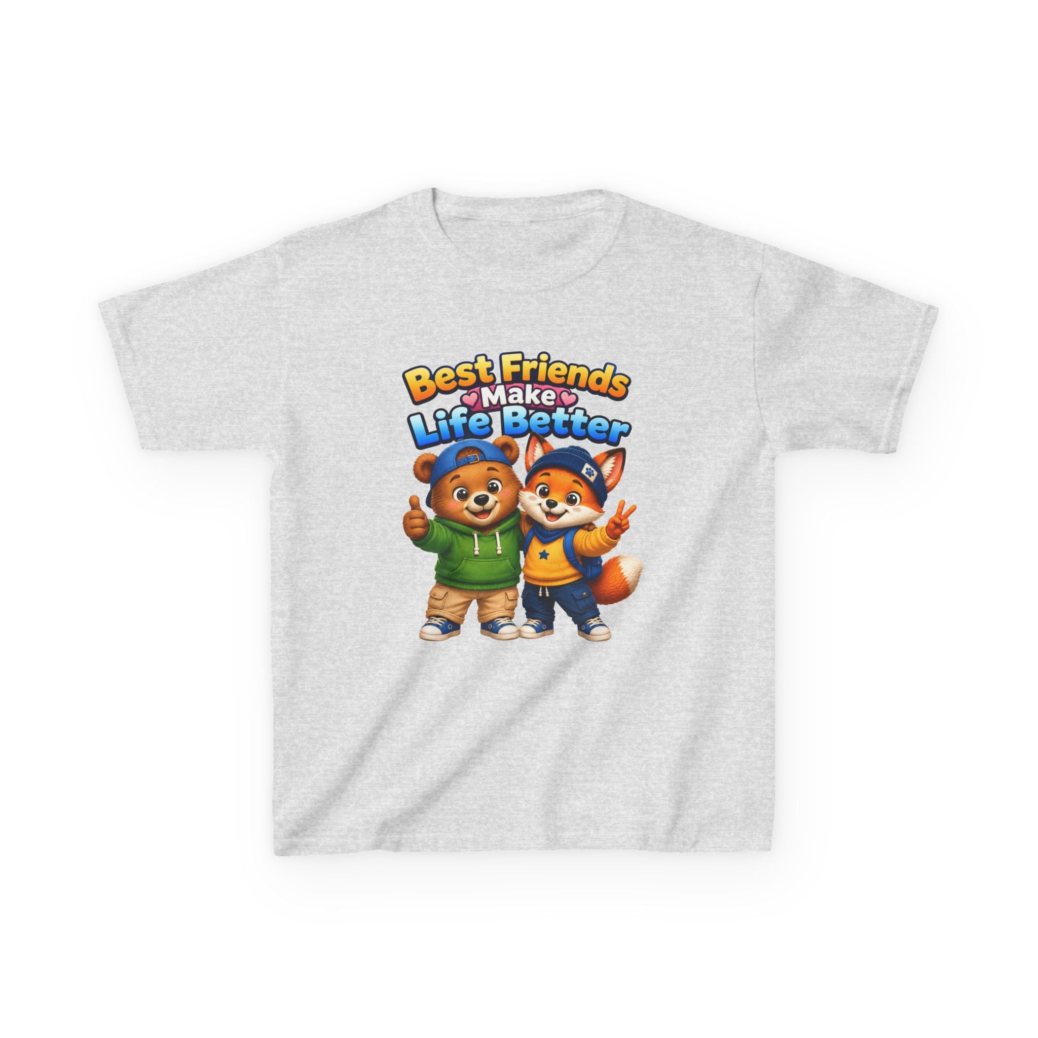 Kids Friendship T-Shirt — 'Best Friends Make Life Better' Cute Bear & Fox Graphic Tee
