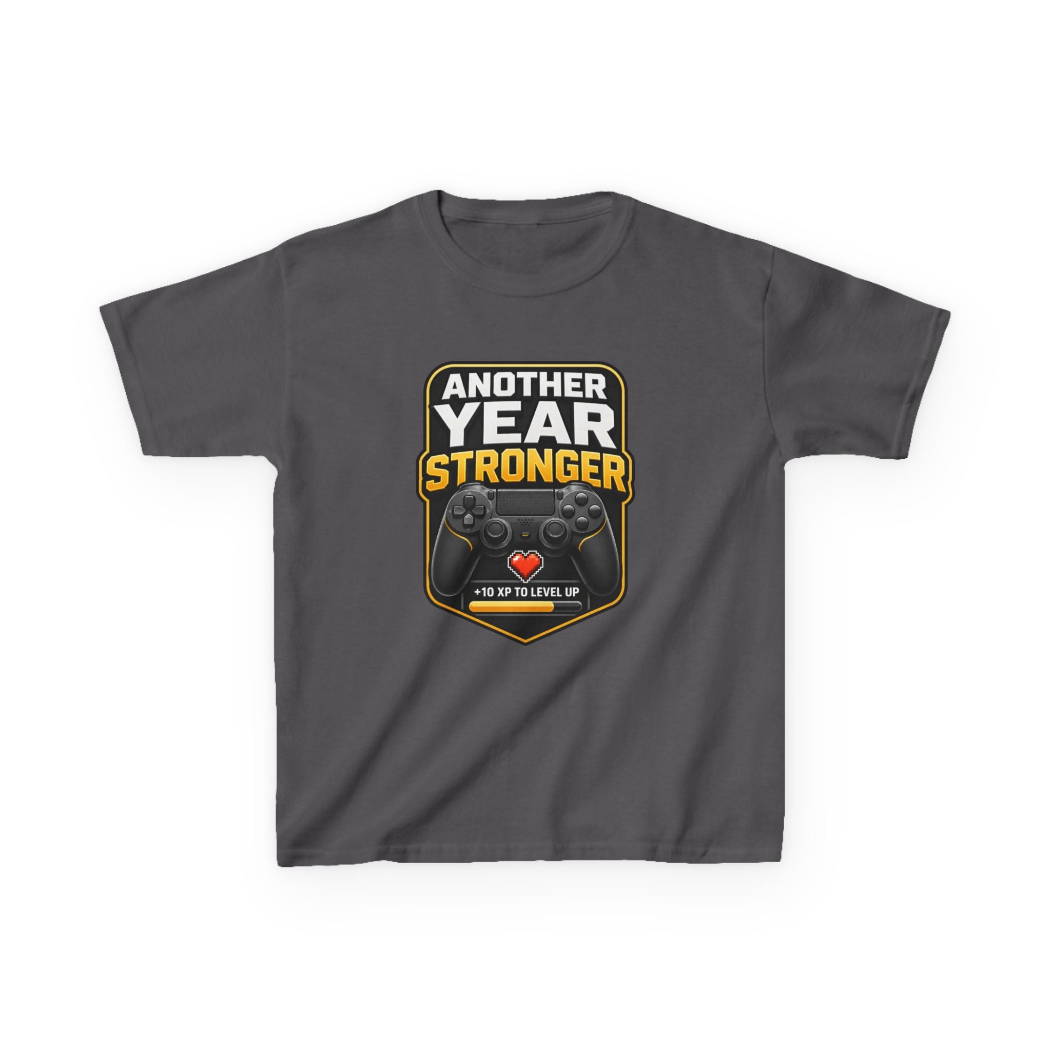 Kids Birthday T-Shirt — 'Another Year Stronger' +10 XP Level Up Graphic Tee