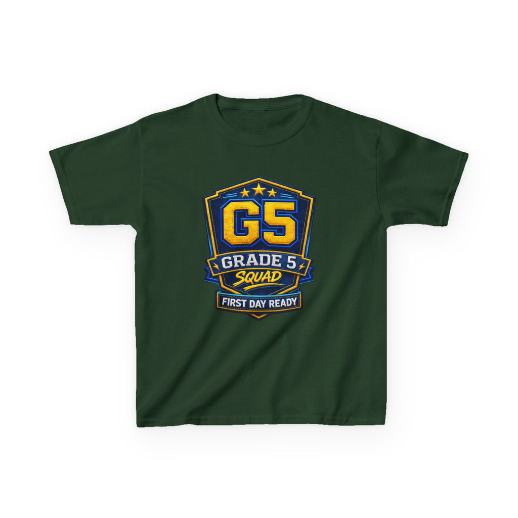Kids Grade 5 T-Shirt — 'G5 Squad' First Day Ready Back-to-School Graphic Tee
