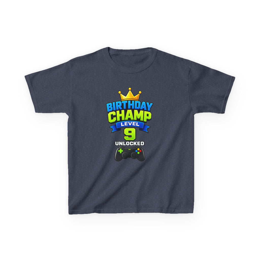 Kids Birthday T-Shirt — 'Birthday Champ' Level 9 Unlocked Gamer Graphic Tee