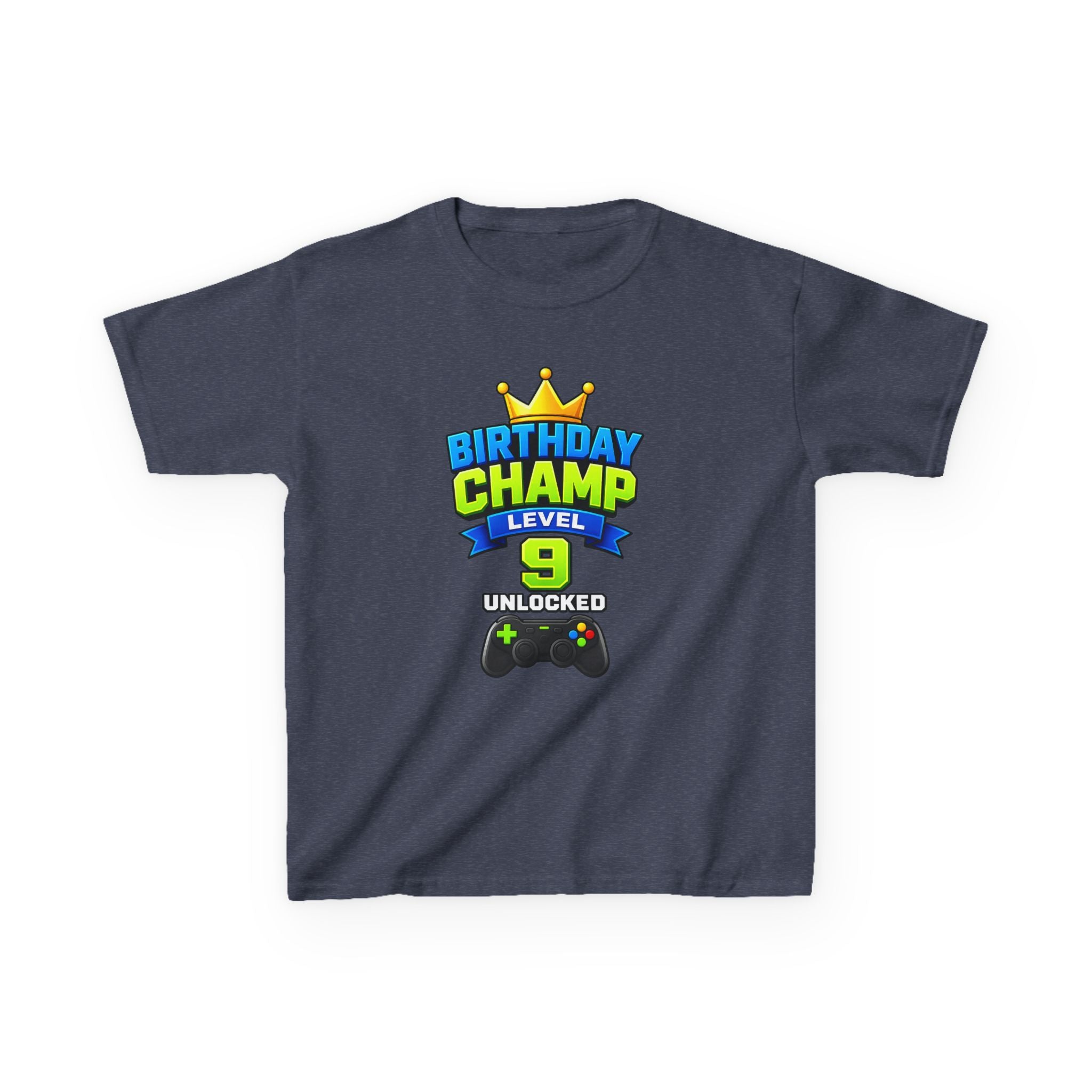 Kids Birthday T-Shirt — 'Birthday Champ' Level 9 Unlocked Gamer Graphic Tee
