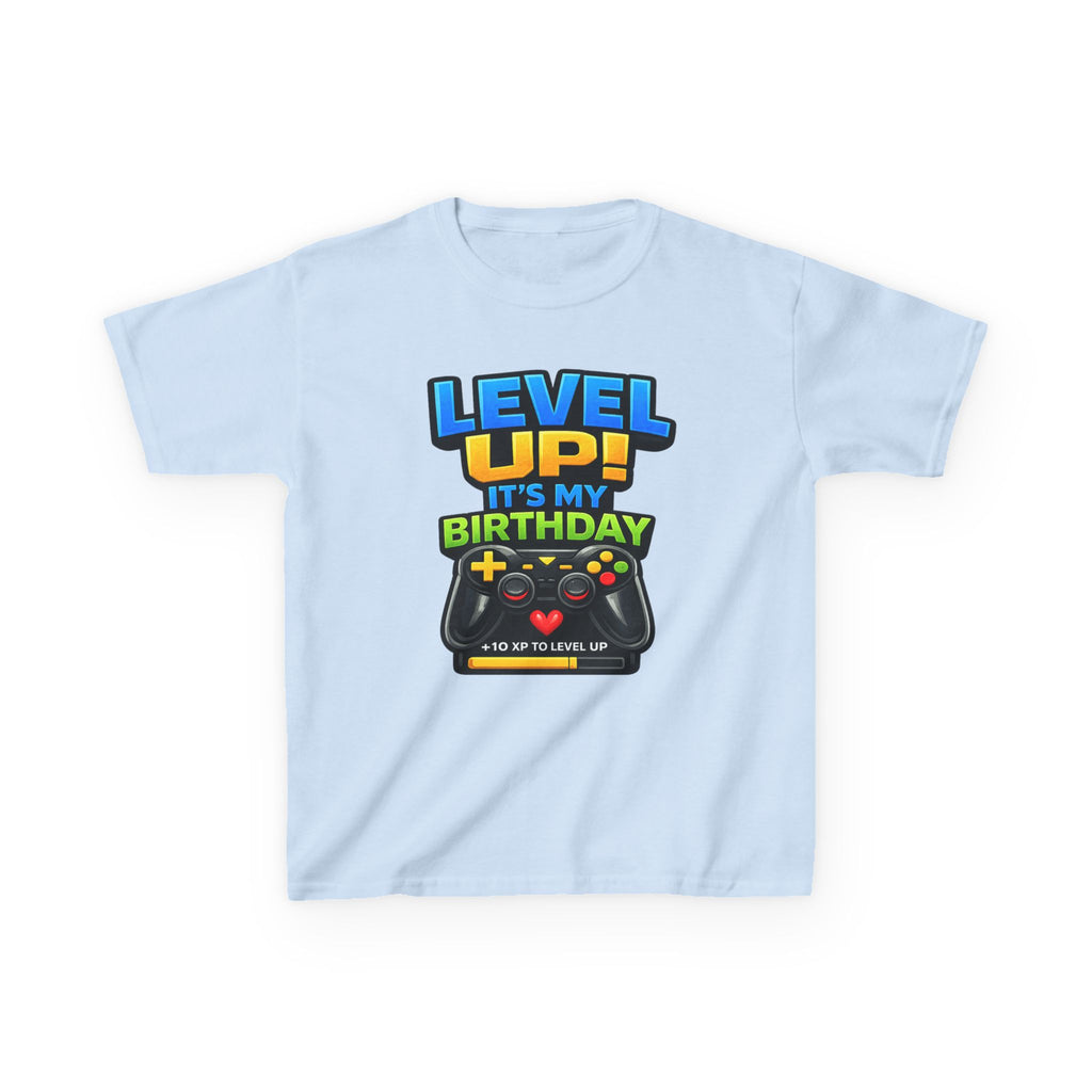 Kids Gaming T-Shirt — 'Level Up! It's My Birthday' Gamer Graphic Tee