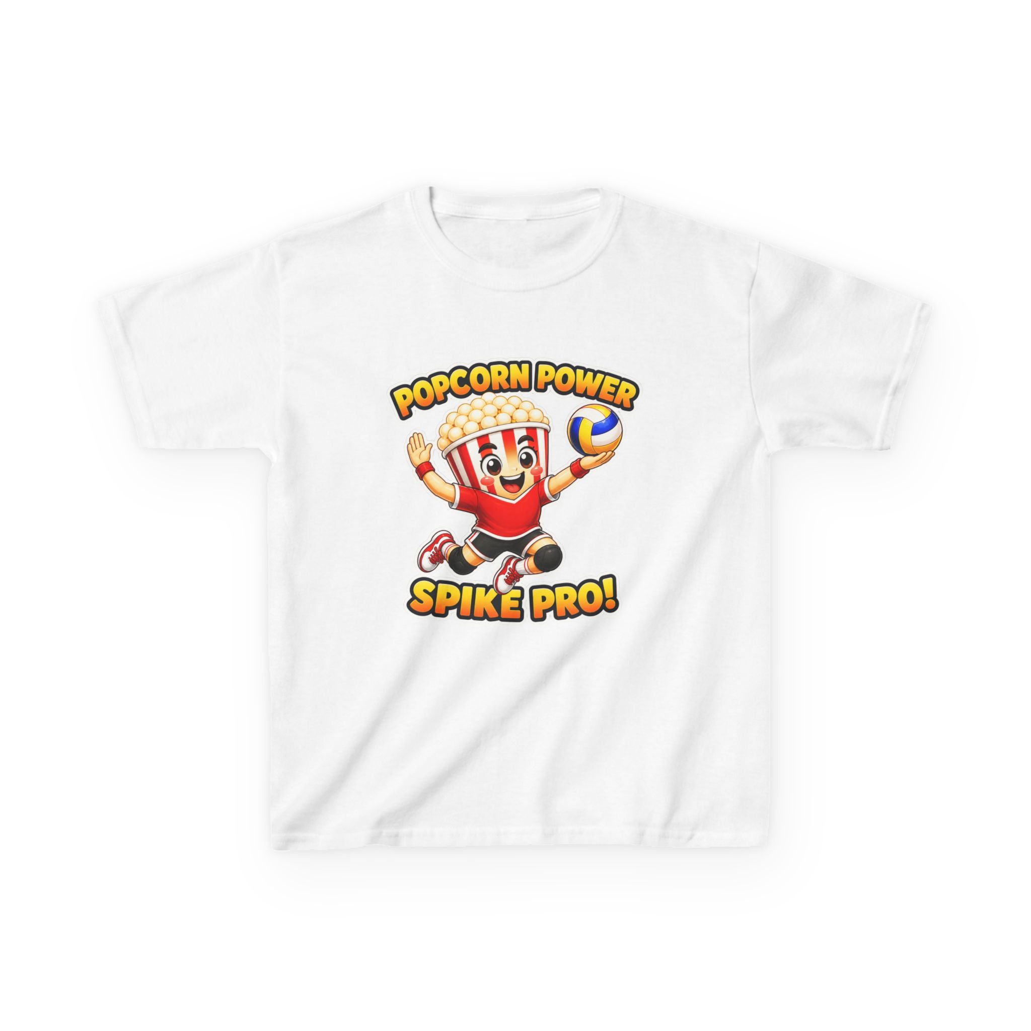 Kids Volleyball T-Shirt — 'Popcorn Power' Spike Pro Graphic Tee