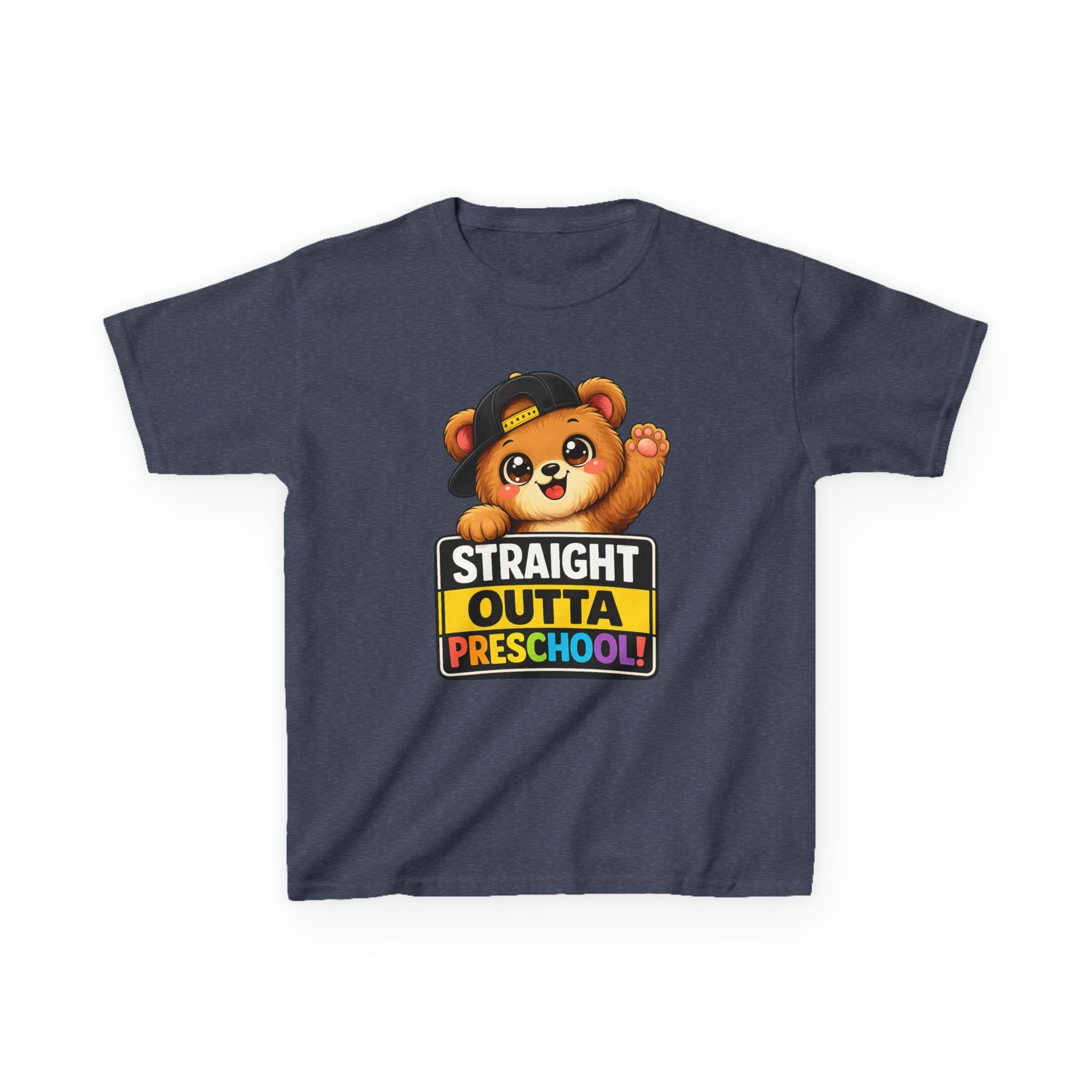 Kids Preschool T-Shirt — 'Straight Outta Preschool' Teddy Graduation Graphic Tee