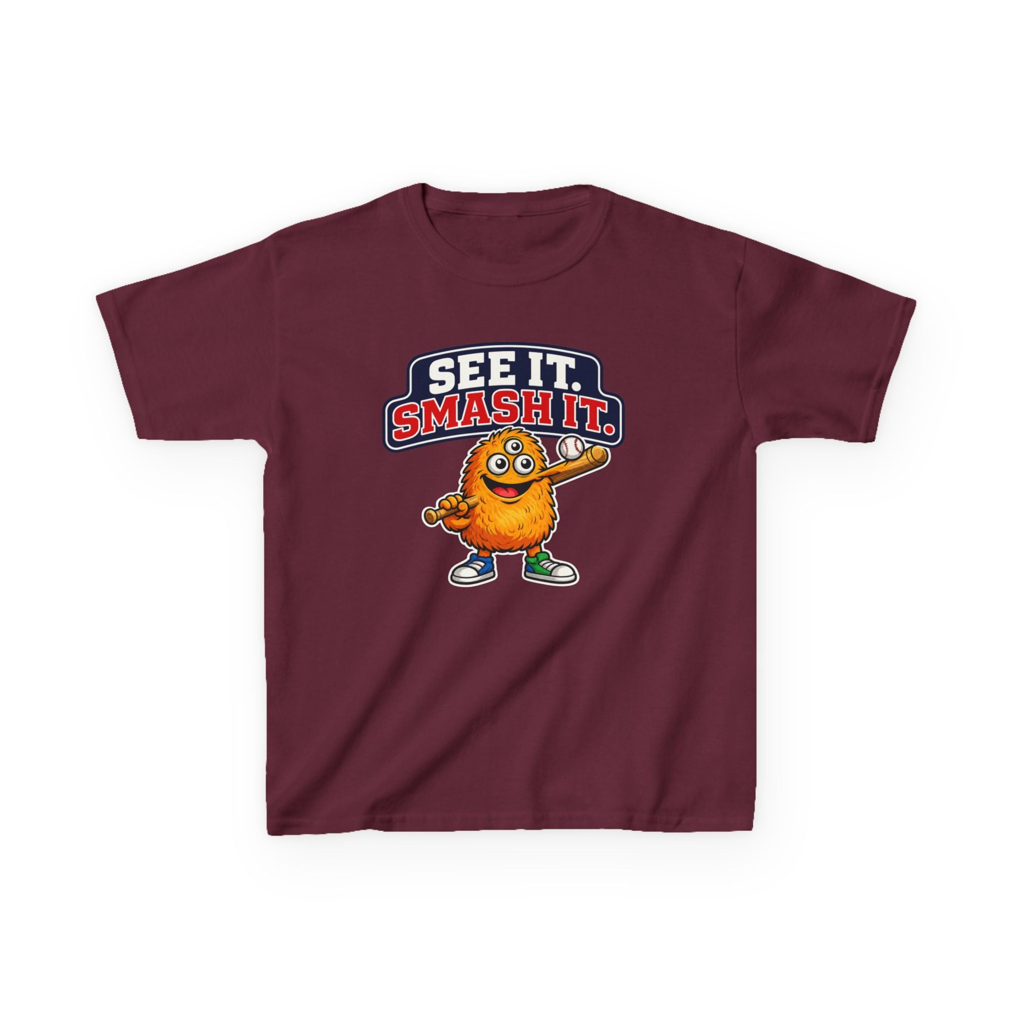 Kids Cookie T-Shirt — 'See It. Smash It.' Cartoon Cookie Character Graphic Tee