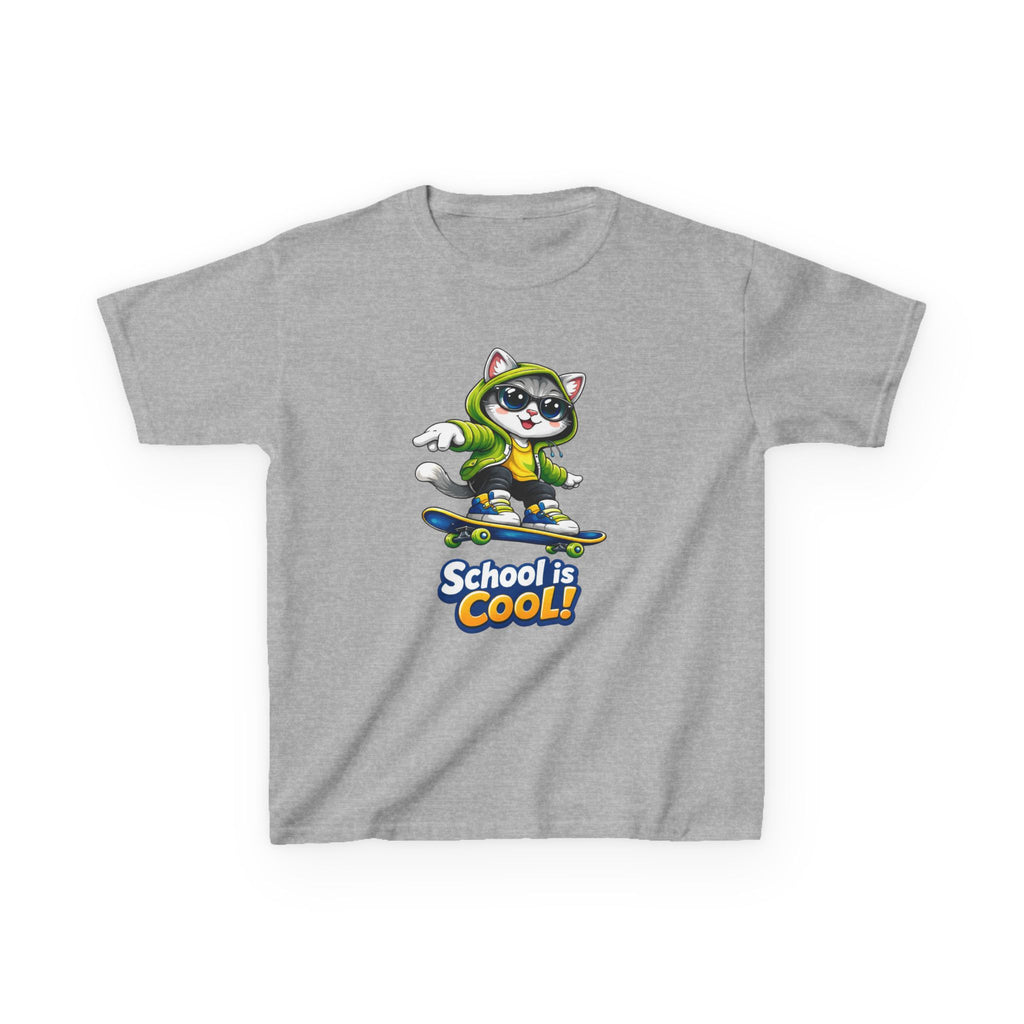 Kids Skateboard Cat T-Shirt – School is Cool Graphic Tee
