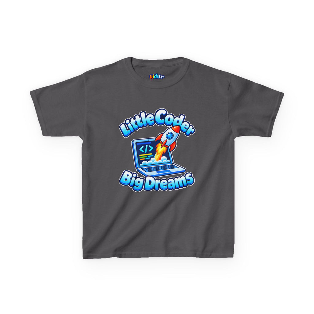 Kidxtr™ Kids Coder T-Shirt — 'Little Coder, Big Dreams' Tech Graphic Tee