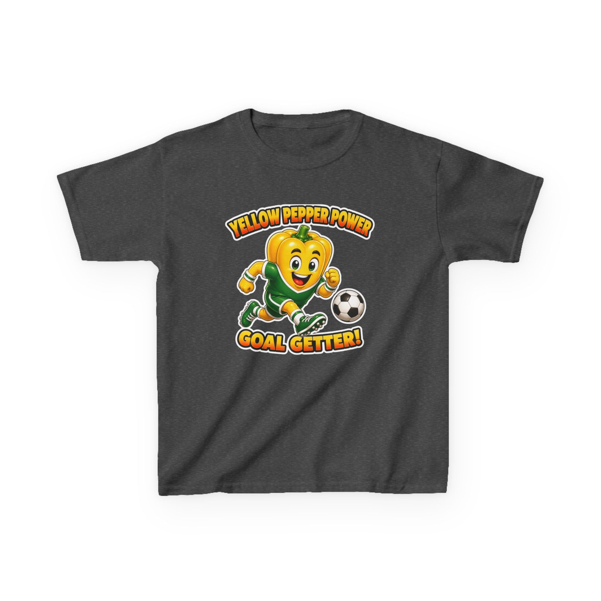 Kids Soccer T-Shirt — 'Yellow Pepper Power' Goal Getter Graphic Tee