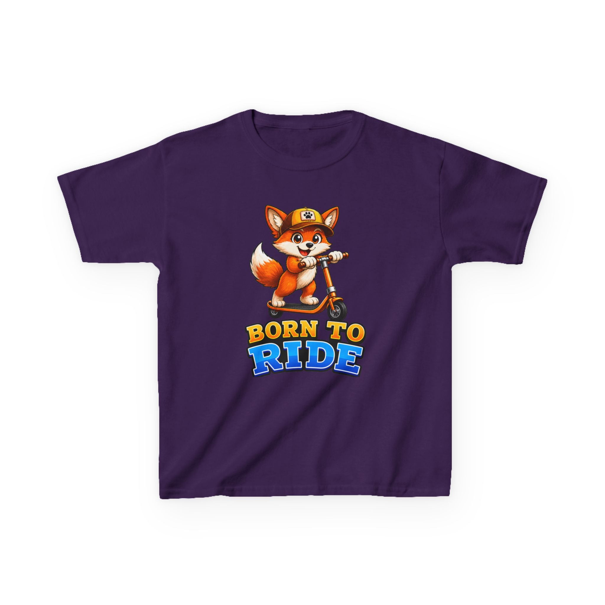 Kids Fox T-Shirt — 'Born to Ride' Cute Fox on Scooter Graphic Tee