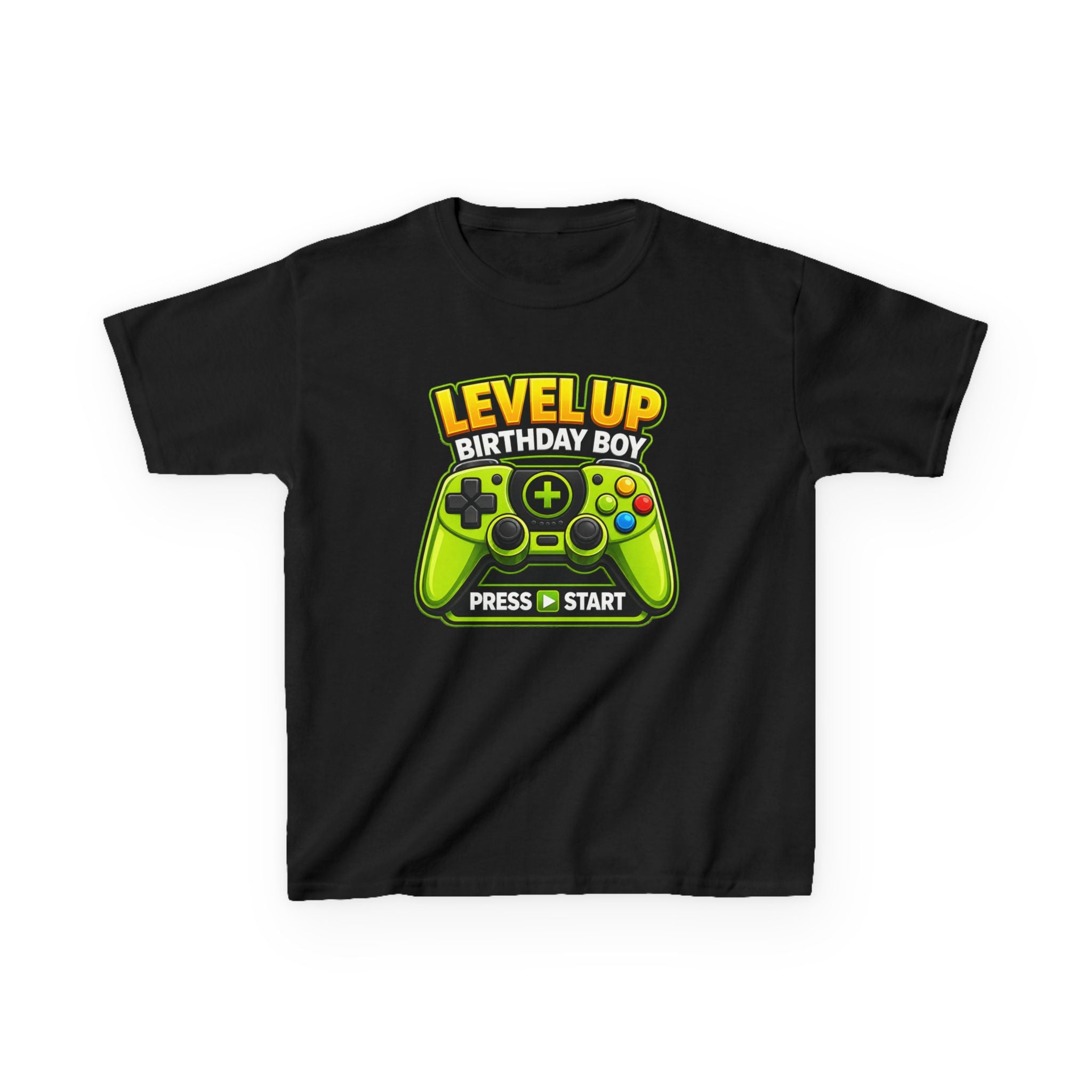 Kids Video Game T-Shirt — 'Level Up Birthday Boy' Game Controller Graphic Tee