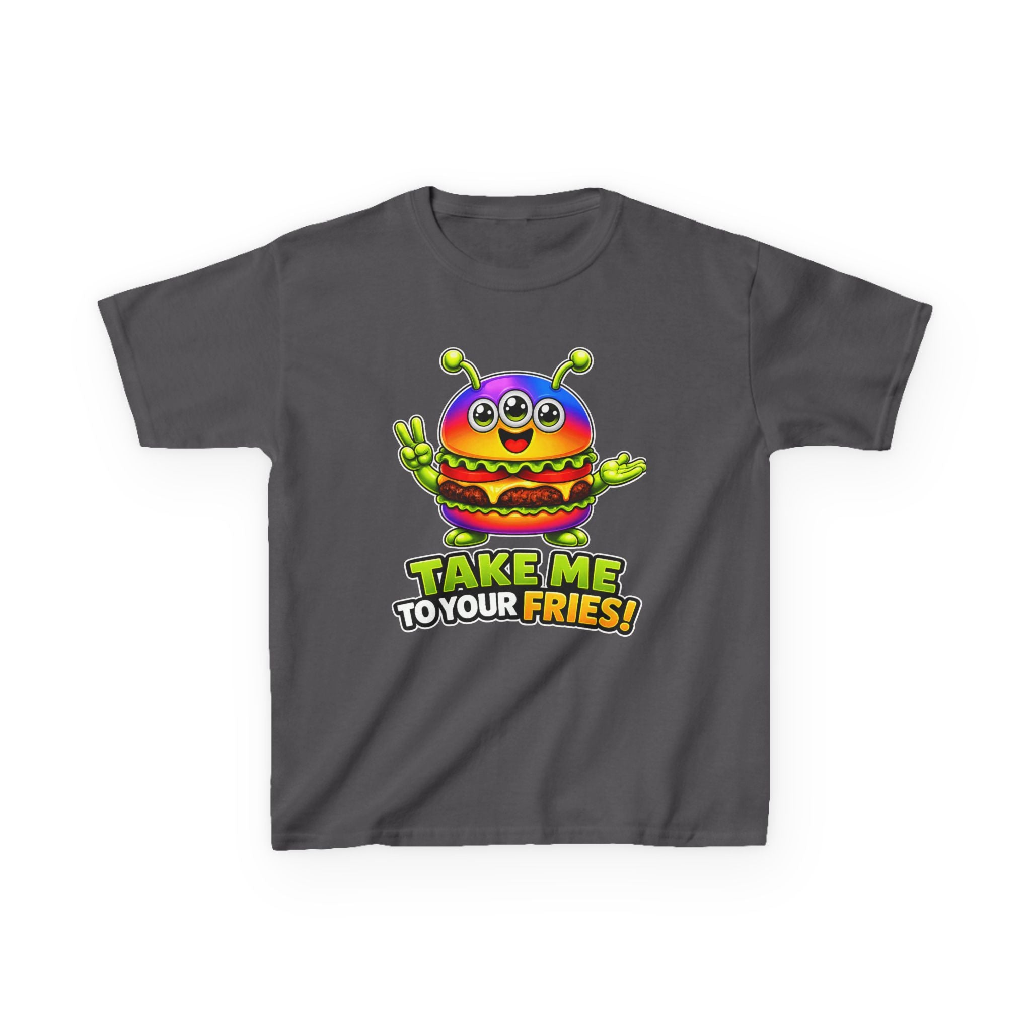 Kids Alien T-Shirt — 'Take Me to Your Fries' Cute Alien Burger Graphic Tee