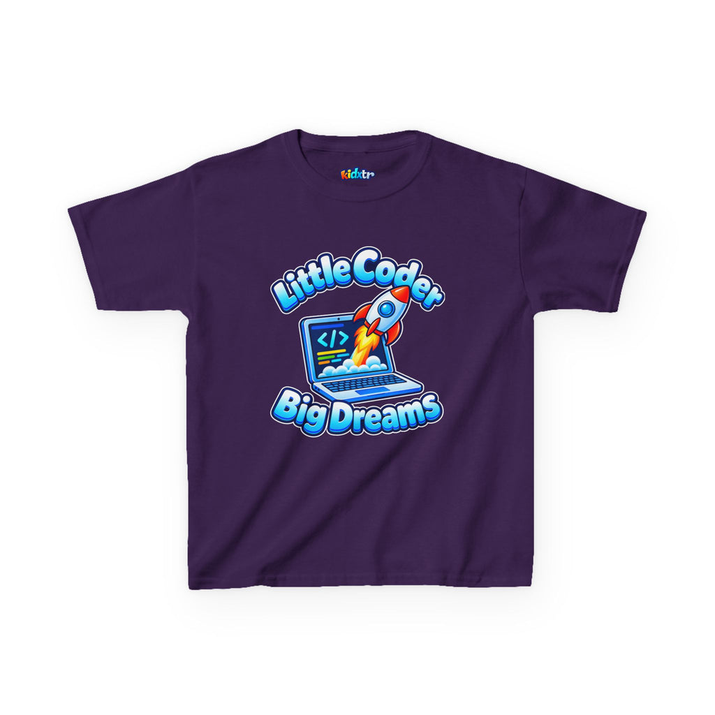 Kidxtr™ Kids Coder T-Shirt — 'Little Coder, Big Dreams' Tech Graphic Tee