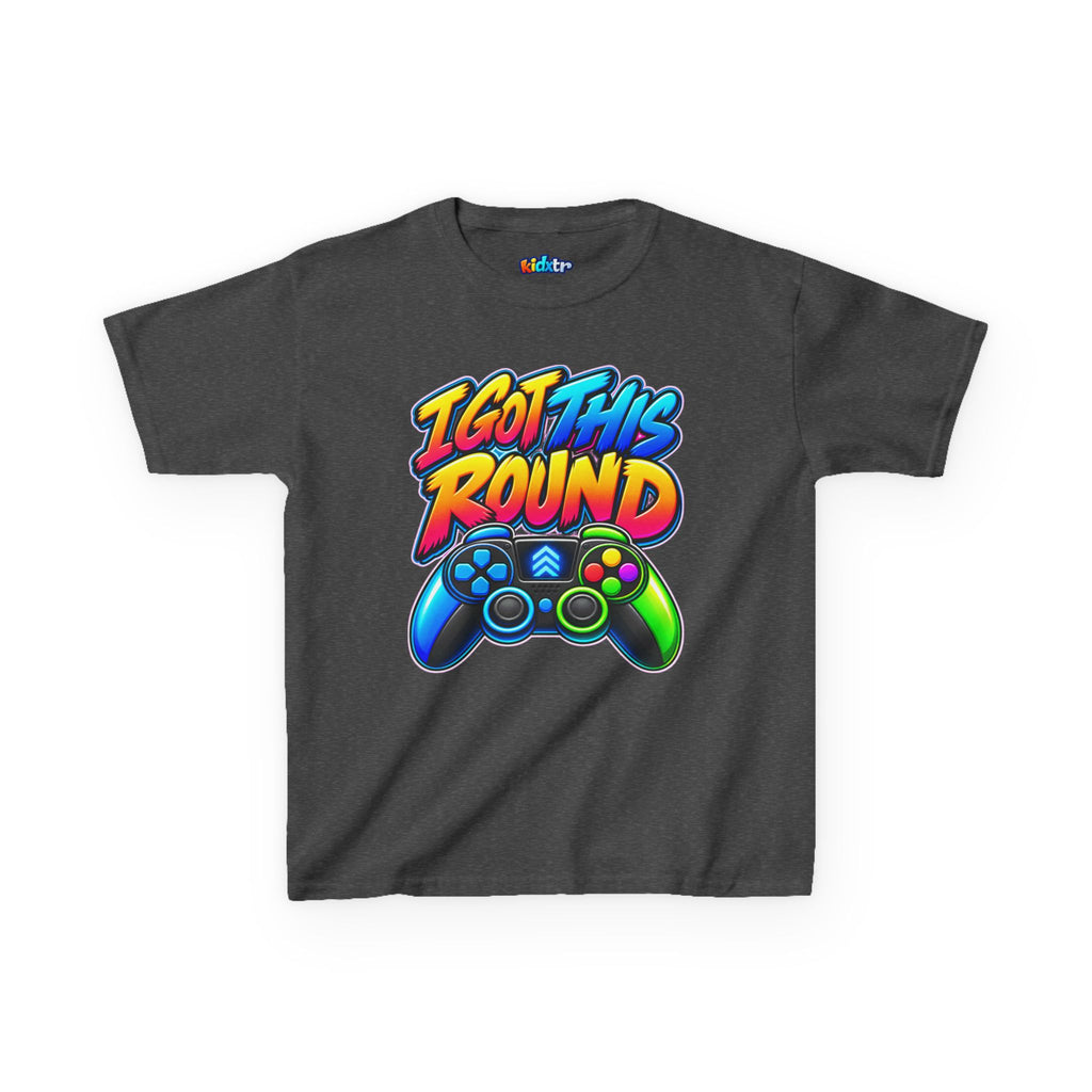 Kidxtr™ Kids Gamer T-Shirt — 'I Got This Round' Gaming Graphic Tee