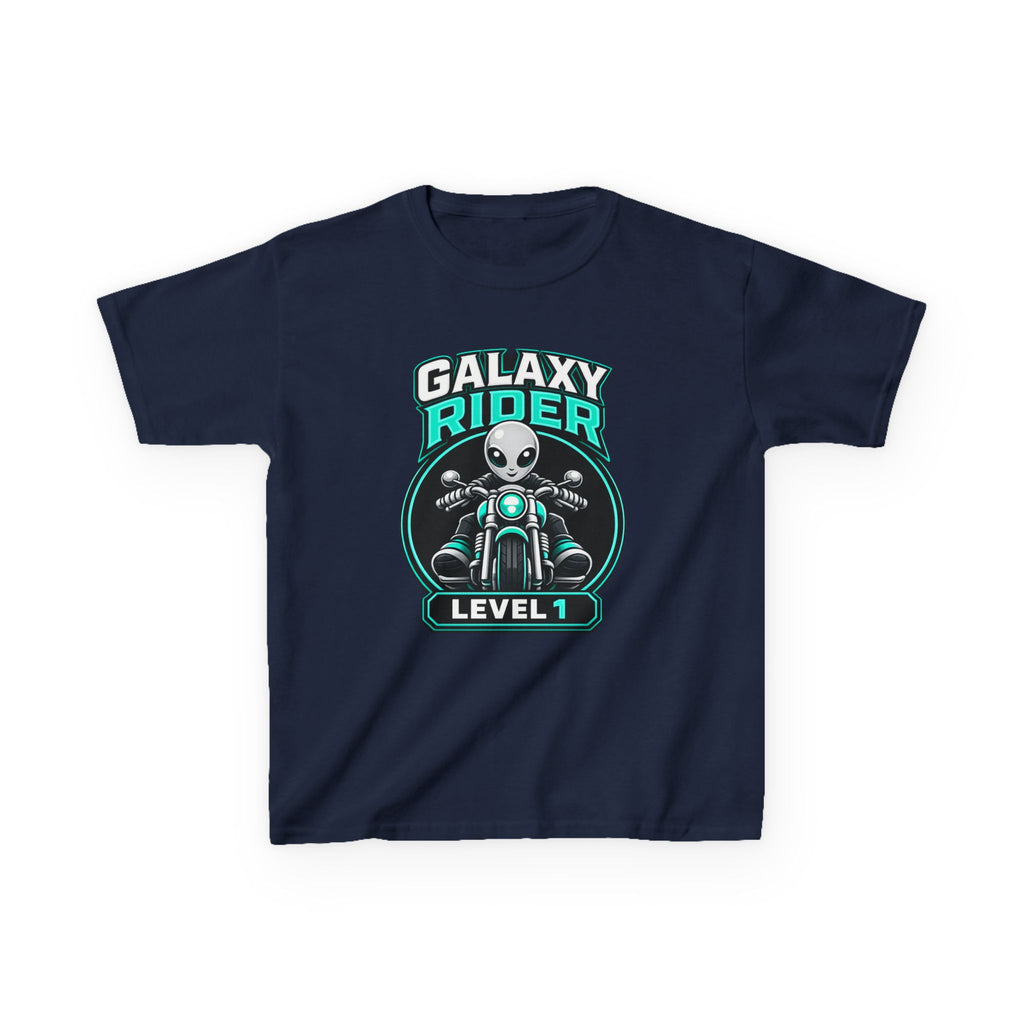 Kids Alien T-Shirt — 'Galaxy Rider Level 1' Alien Motorcycle Graphic Tee
