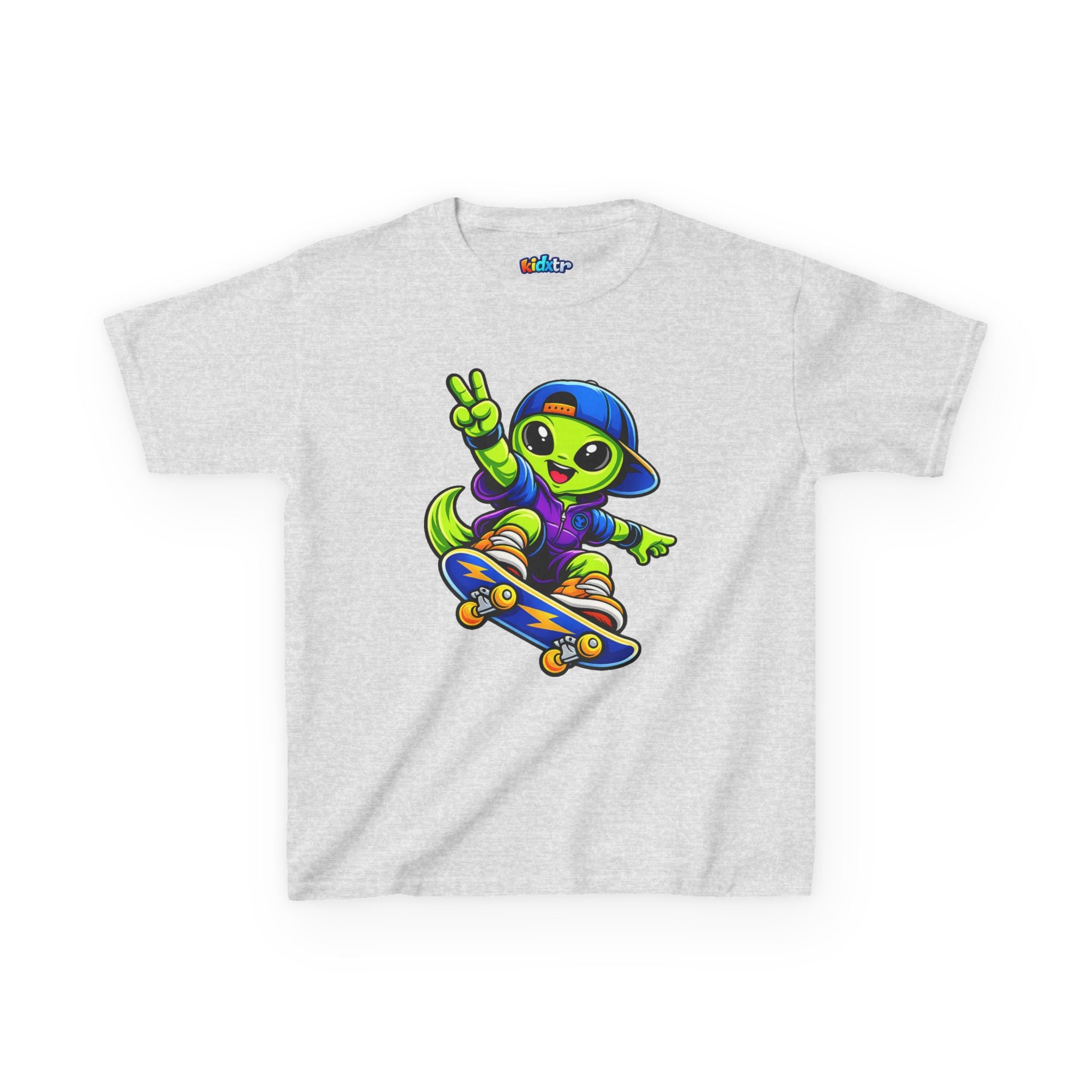 Kidxtr™ Kids Alien T-Shirt — 'Skate or Alien' Skateboard Graphic Tee