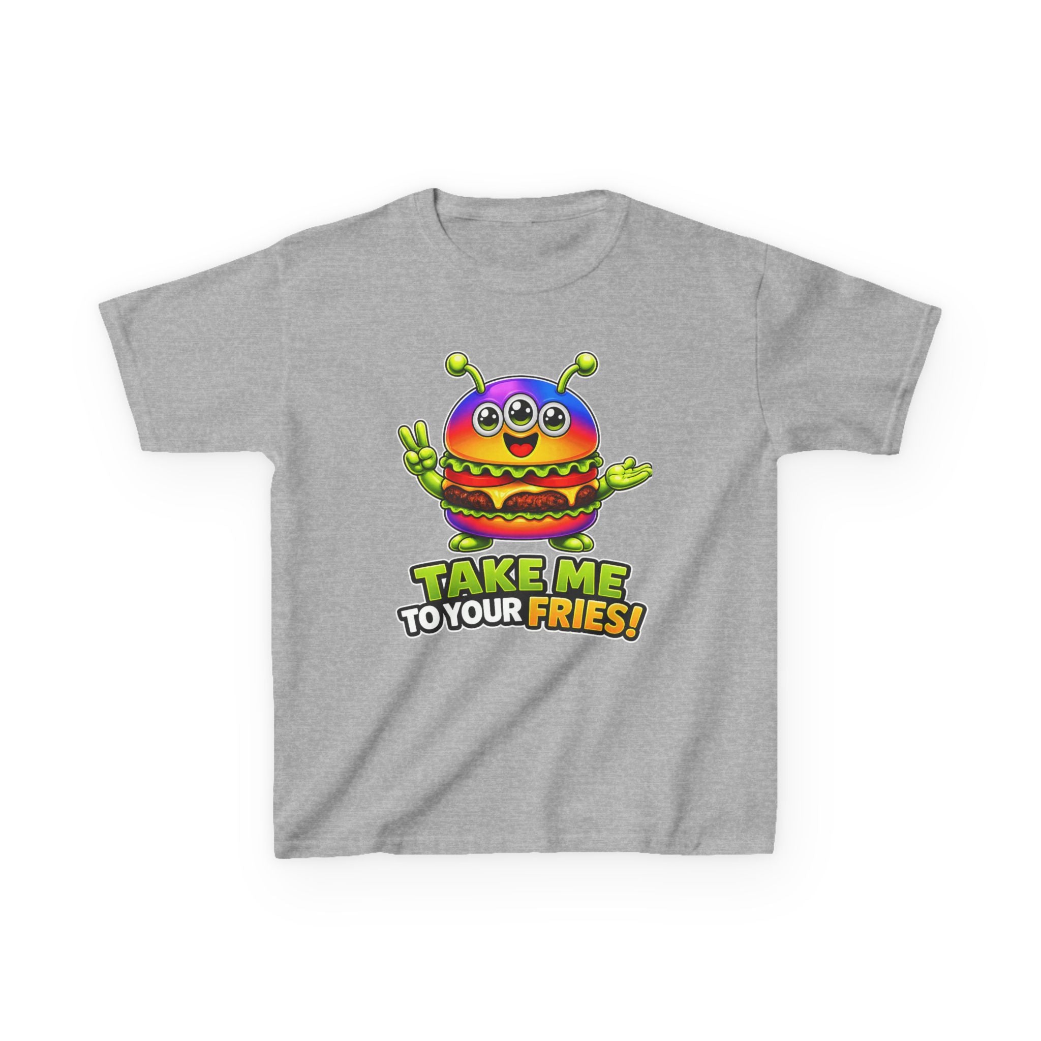 Kids Alien T-Shirt — 'Take Me to Your Fries' Cute Alien Burger Graphic Tee