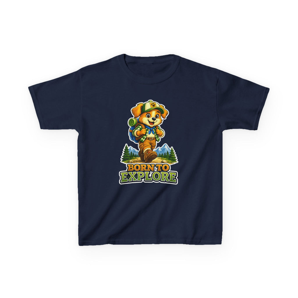 Kids Adventure T-Shirt — 'Born to Explore' Adventure Puppy Graphic Tee