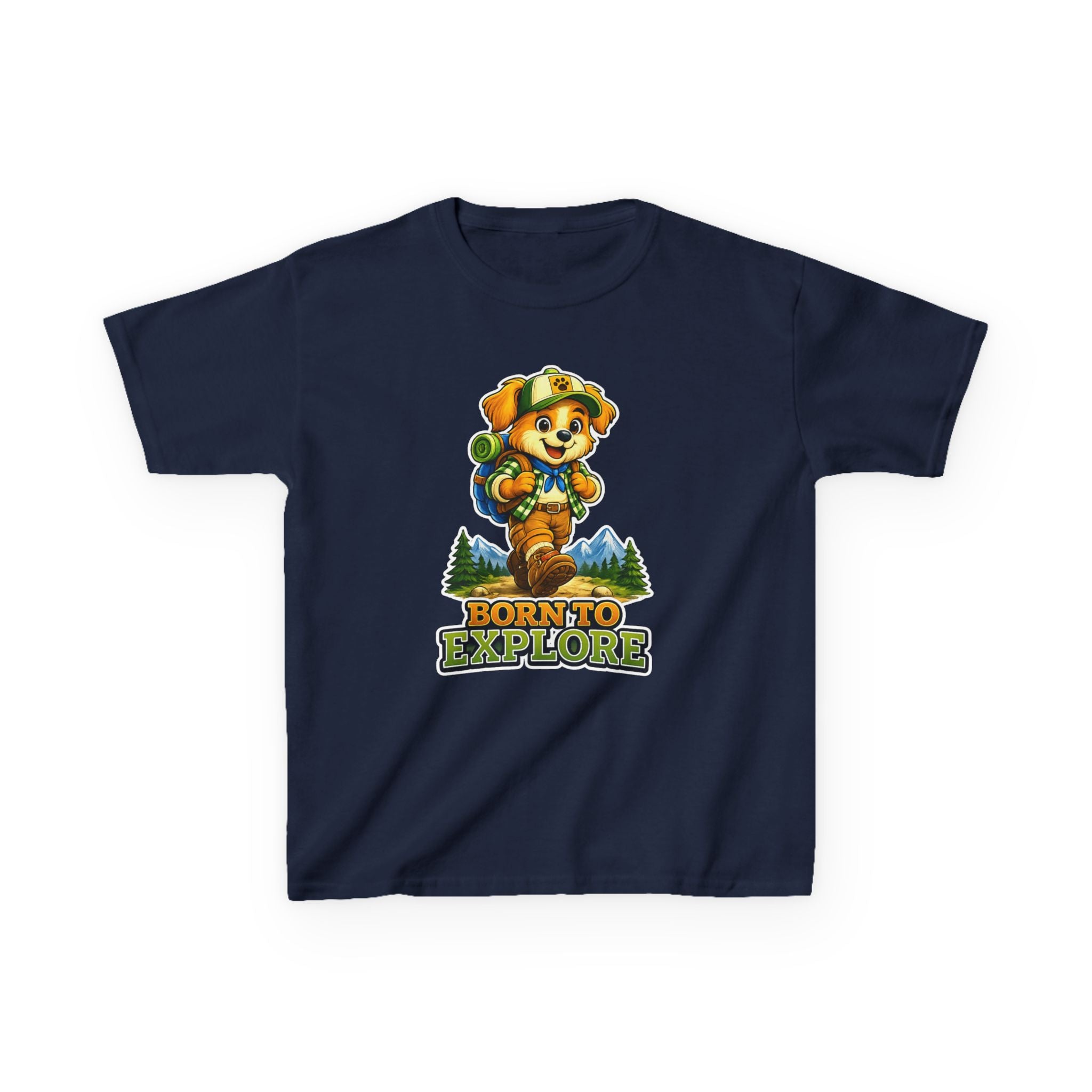 Kids Adventure T-Shirt — 'Born to Explore' Adventure Puppy Graphic Tee