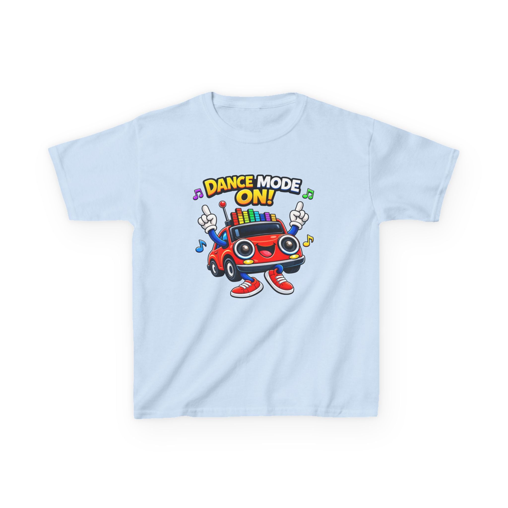 Kids Dance T-Shirt — 'Dance Mode On!' Cartoon Boombox Car Graphic Tee