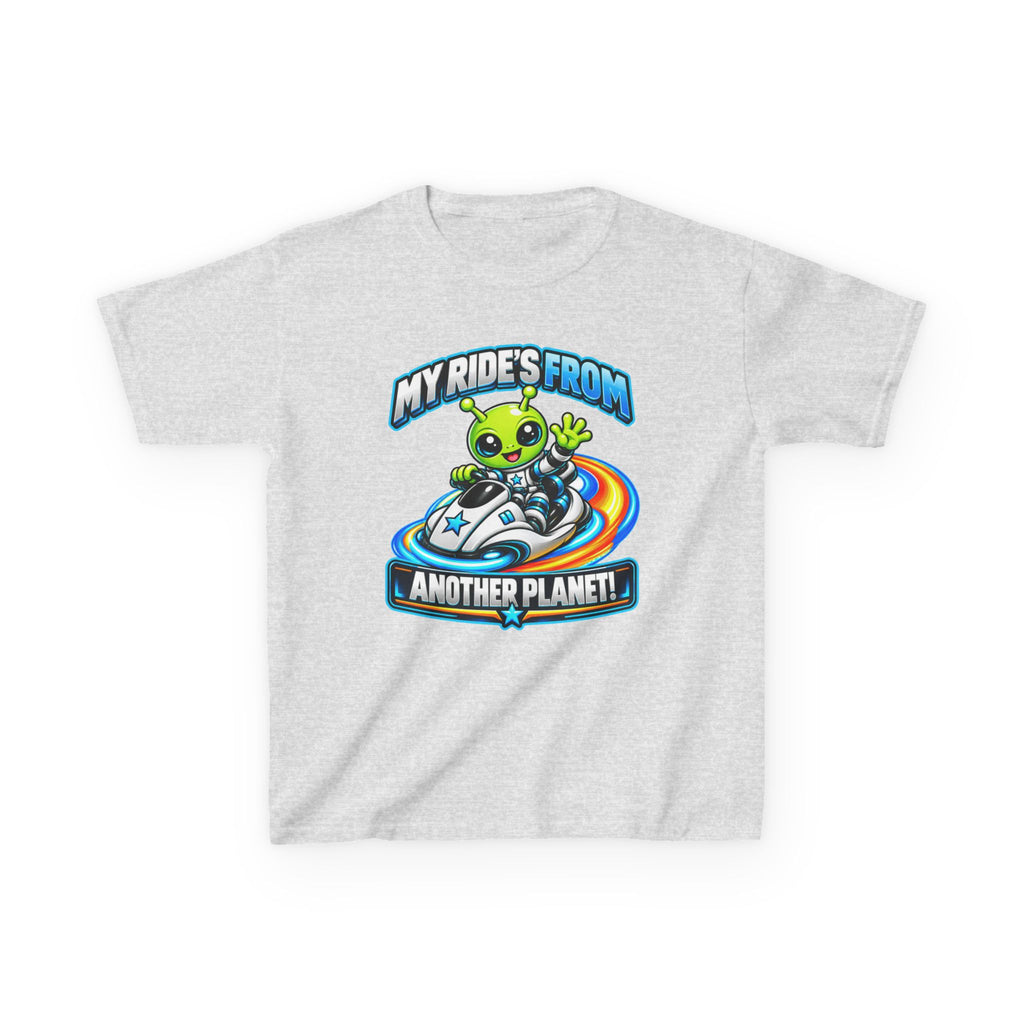 Kidxtr™ Kids Alien T-Shirt — 'My Ride's From Another Planet' Space Rider Graphic Tee
