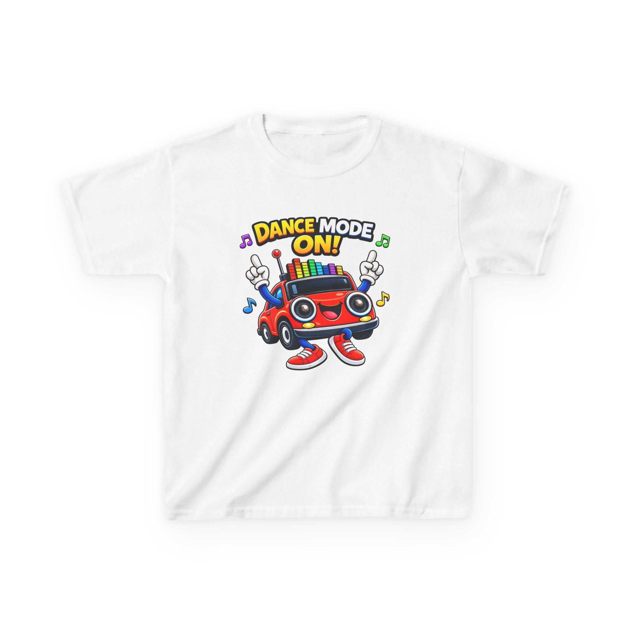 Kids Dance T-Shirt — 'Dance Mode On!' Cartoon Boombox Car Graphic Tee