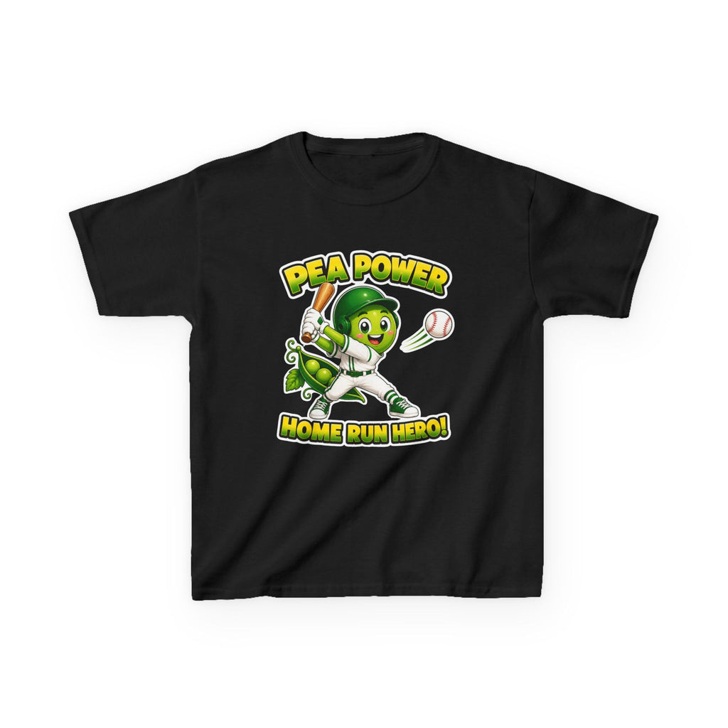 Kids Baseball T-Shirt — 'Pea Power Home Run Hero' Graphic Tee