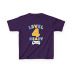 Kids Birthday Gaming T-Shirt — 'Level 4 Ready' Video Game Controller Graphic Tee