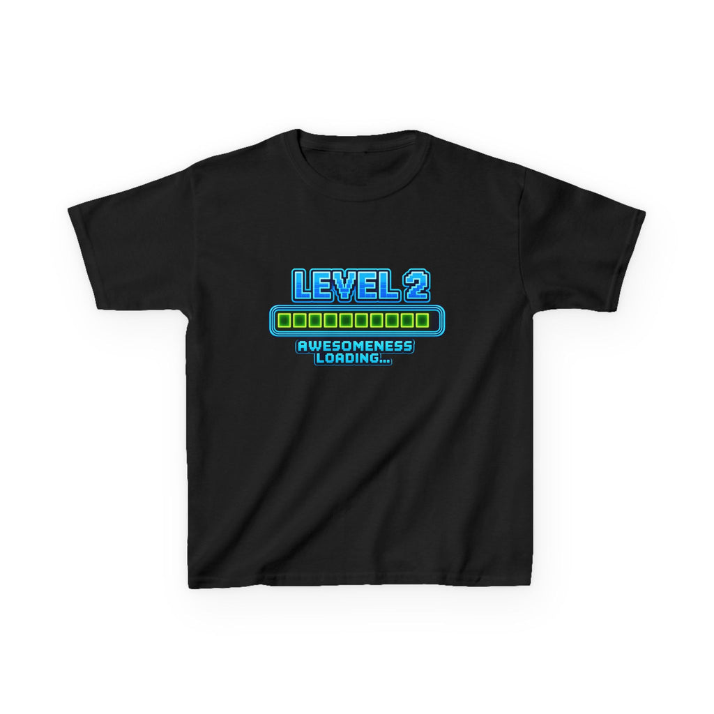 Kids Gaming T-Shirt — 'Level 2: Awesomeness Loading' Gamer Birthday Graphic Tee