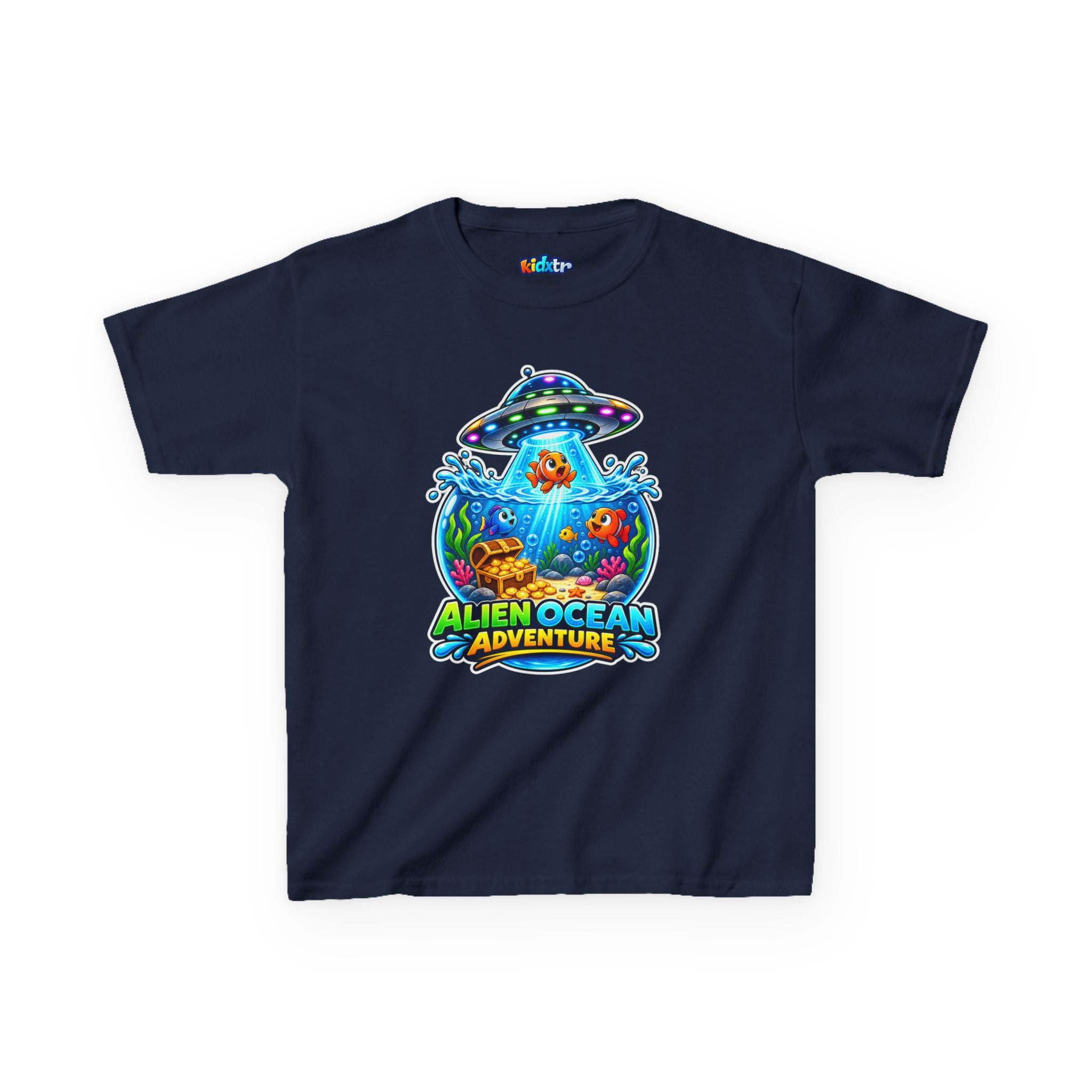 Kidxtr™ Kids Alien T-Shirt — 'Alien Ocean Adventure' UFO Fish Graphic Tee