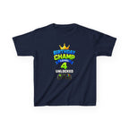 Kids Birthday T-Shirt — 'Birthday Champ' Level 4 Unlocked Gamer Graphic Tee