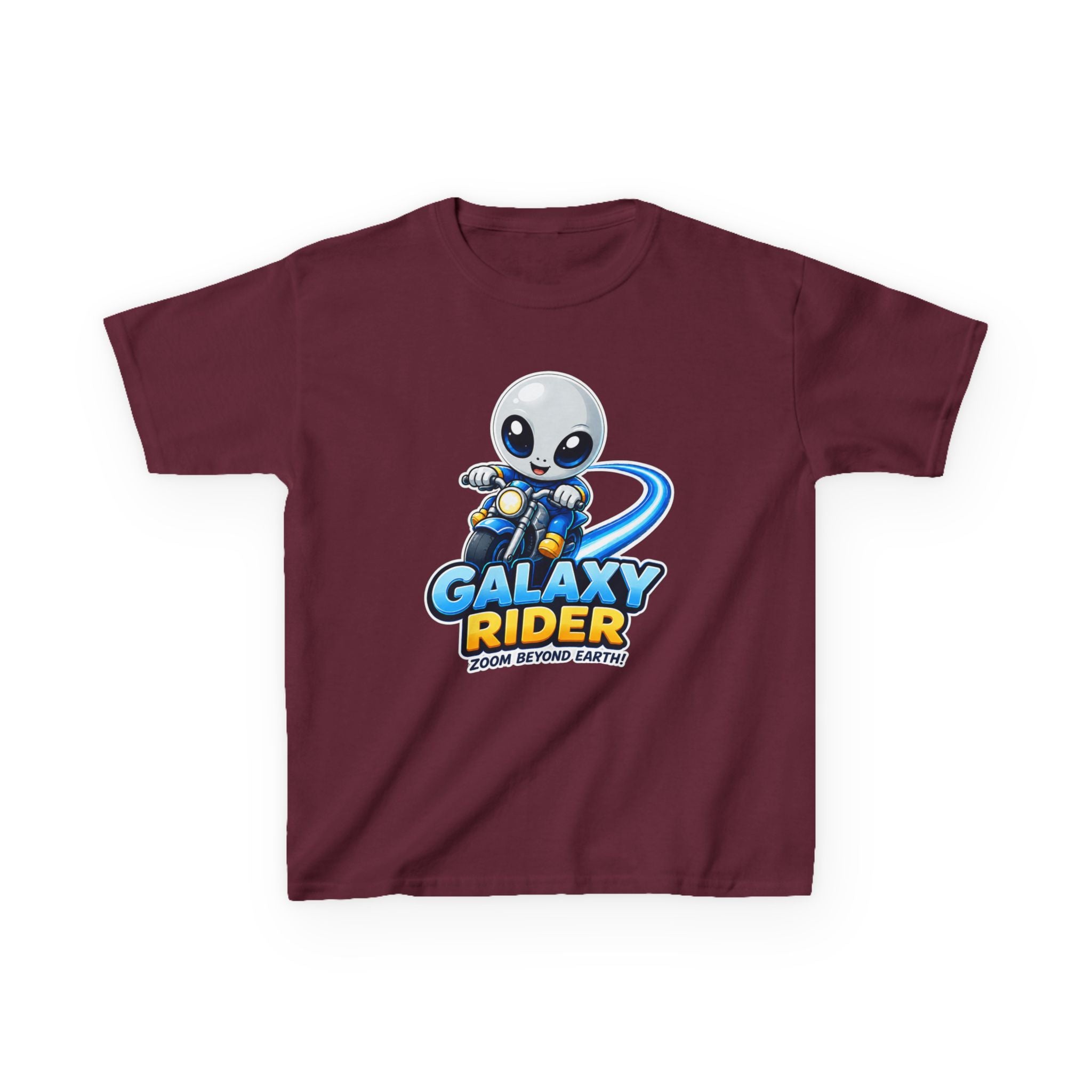 Kids Space T-Shirt — 'Galaxy Rider' Alien Scooter Cosmic Graphic Tee